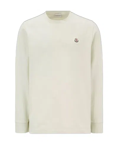 Moncler Logo Patch Crew-neck Jumper In White