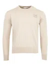 Moncler Embroidered Monogram Cotton Sweater In Neutral