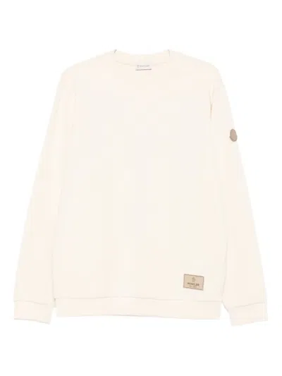 Moncler Logo-patch Crew Neck Sweatshirt In Neutral