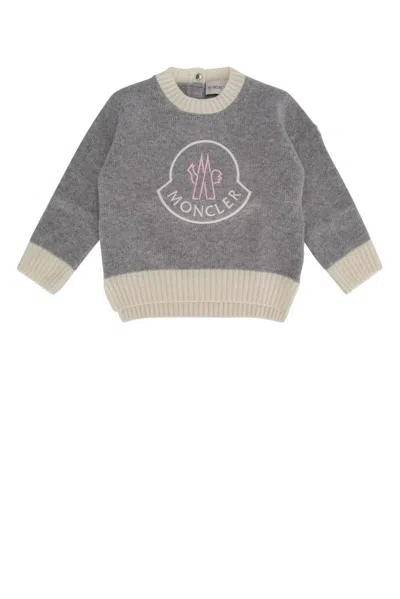 Moncler Kids' Logo-patch Crewneck Jumper In Gray