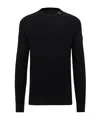 Moncler Waffle-knit Crew-neck Sweater In Black
