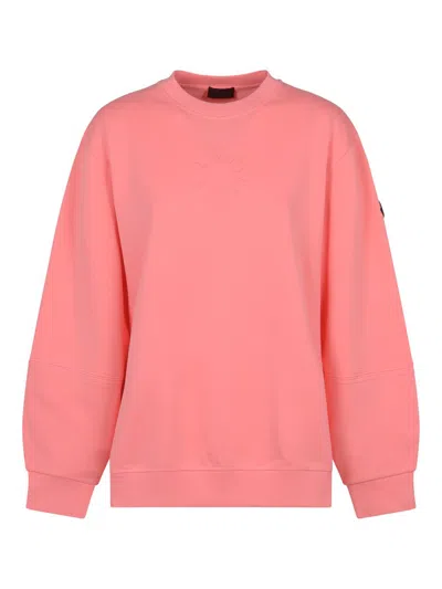 Moncler Logo Patch Crewneck Sweater In Pink