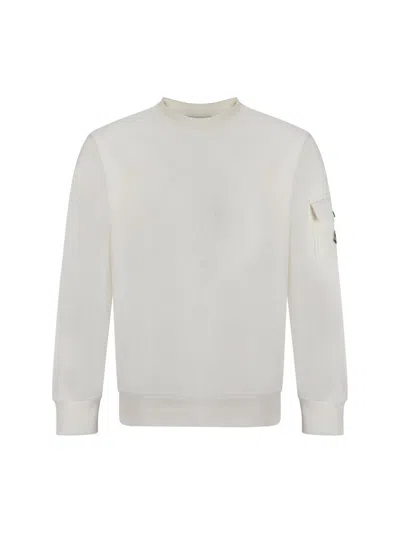 Moncler Logo Patch Crewneck Sweatshirt In White