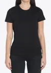 Moncler Crewneck Cotton T-shirt Patch On Sleeve In Black