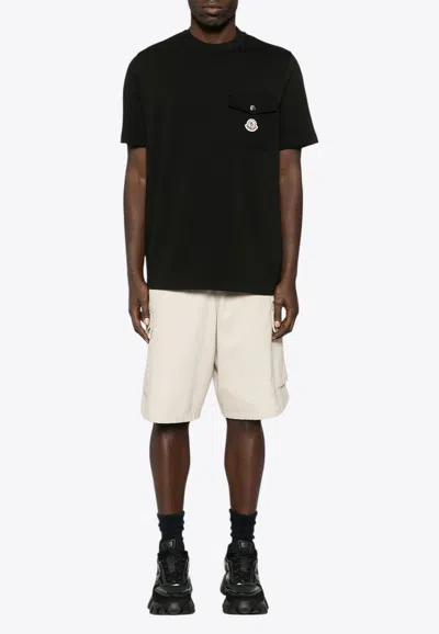 Moncler Logo Patch Crewneck T-shirt In Black