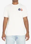 Moncler Cotton T-shirt With Ribbed Crew Neck And Signature Logo Patches In White