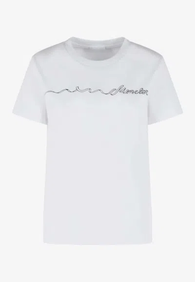 Moncler Logo Patch Crewneck T-shirt In White