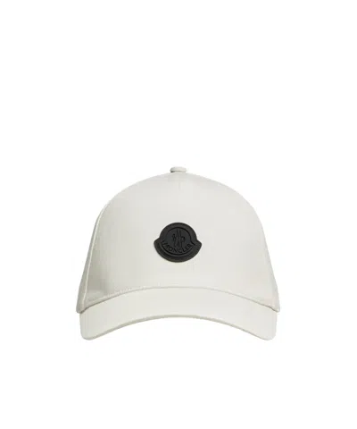 Moncler Logo Patch Curved Peak Cap In White
