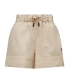 Moncler Technical Froissé Shorts Beige In Nude