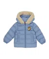 Moncler Logo Patch Down Jacket In Blue