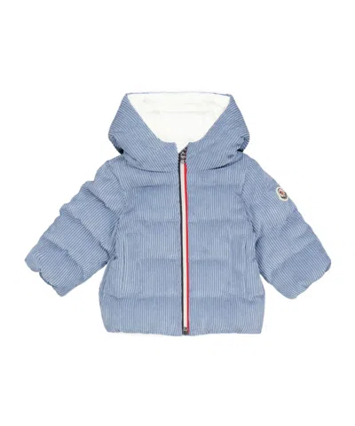 Moncler Babies' Logo Patch Down Jacket In Blue