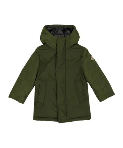 Moncler Logo Patch Down Jacket In Green