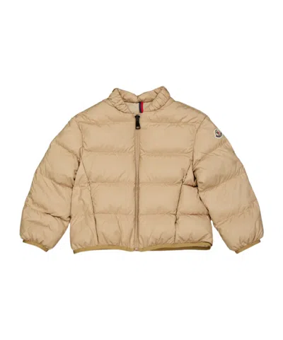 Moncler Kids' Logo Patch Down Jacket In Brown