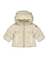 Moncler Logo Patch Down Jacket In Neutral