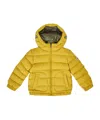 Moncler Logo Patch Down Jacket In Yellow
