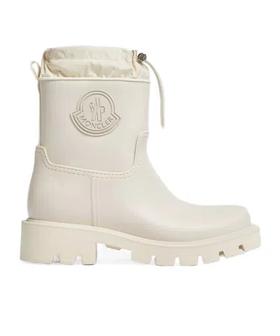 Moncler Logo-patch Drawstring Ankle Boots In Off White