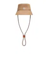 Moncler Logo Patch Drawstring Bucket Hat In Brown