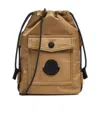 Moncler Logo Patch Drawstring Crossbody Bag In Brown