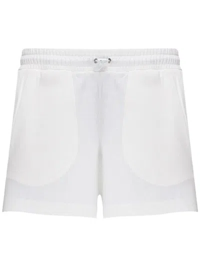 Moncler Logo Patch Drawstring Jersey Shorts In White