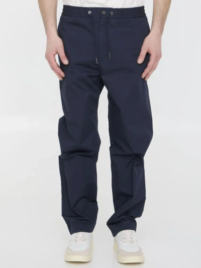 Moncler Logo Patch Drawstring Joggers In Navy