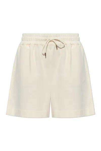 Moncler Cotton Elastic Waistband Side Pockets Drawstring Shorts In White