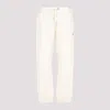 Moncler Relaxed Fit Cotton Trousers With Subtle Logo Detail In Natural