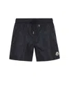 Moncler Logo Patch Drawstring Swim Shorts In Blue