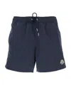 Moncler Logo Patch Drawstring Swim Shorts In Blue