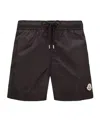 Moncler Logo Patch Detail Elastic Waist Swim Shorts In Blue