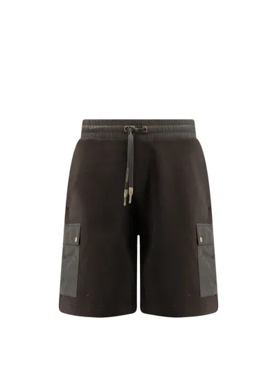 Moncler Logo Patch Drawstring Waist Shorts In Black
