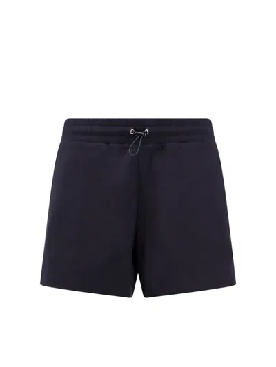 Moncler Logo Patch Elasticated Waist Shorts In Blue