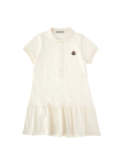 Moncler Kids' Logo Patch Flared Hem Dress In White