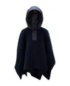 Moncler Logo-patch Fleece Hooded Cape In Blue