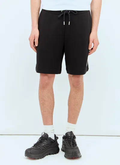 Moncler Logo Patch Fleece Shorts In Black