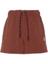 Moncler Logo-patch Froissé Shorts In Brown