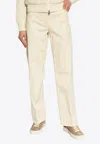 Moncler Straight-leg Tailored Pants In Cream
