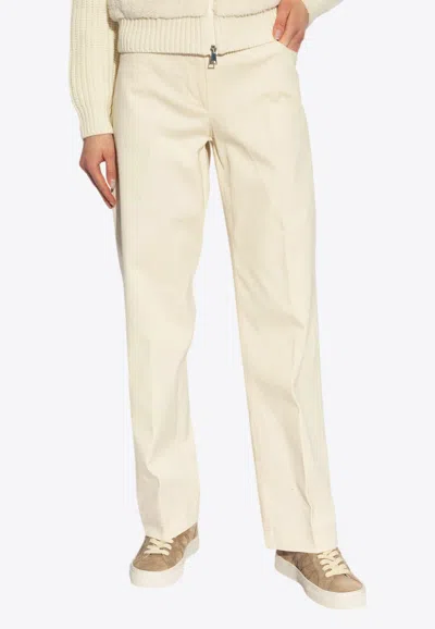MONCLER LOGO PATCH GABARDINE STRAIGHT-LEG PANTS