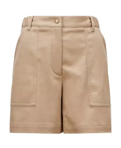 Moncler Gabardine Shorts Beige In Nude