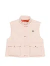 Moncler Biois Down Gilet Stand Collar Zigzag Quilted Technical Fabric In Pink