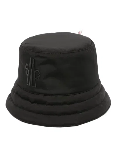 Moncler Soft Crown Bucket Hat With Stitched Brim In Black