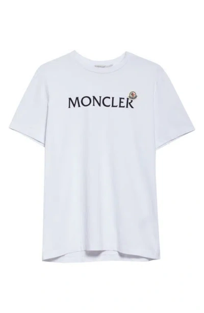 Moncler Logo Patch Graphic T-shirt In Brilliant White
