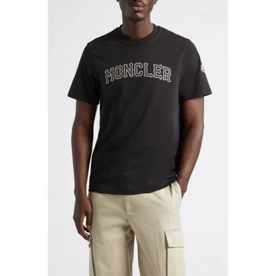 Moncler Logo Patch Graphic T-shirt In Black