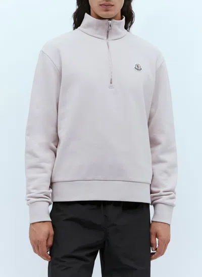 Moncler Half-zip Cotton Sweatshirt In Pink