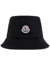Moncler Black Logo Bucket Hat In Black
