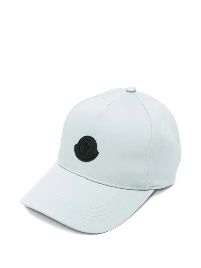 Moncler Cotton Gabardine Baseball Cap In Blue