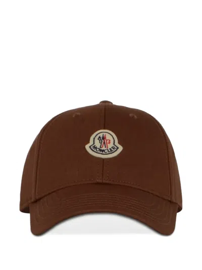 Moncler Logo-patch Hat In Brown