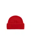 Moncler Ribbed Logo-plaque Beanie In Red