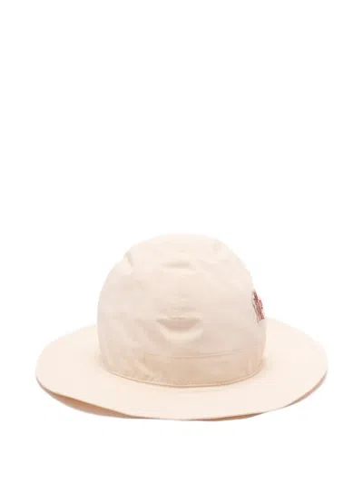 Moncler Wide Brim Hat Adjustable Chin Strap In Neutral