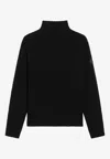 Moncler Cashmere And Wool Turtleneck Long Sleeve Top In Black