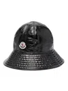 Moncler Logo-patch High-shine Bucket Hat In Black